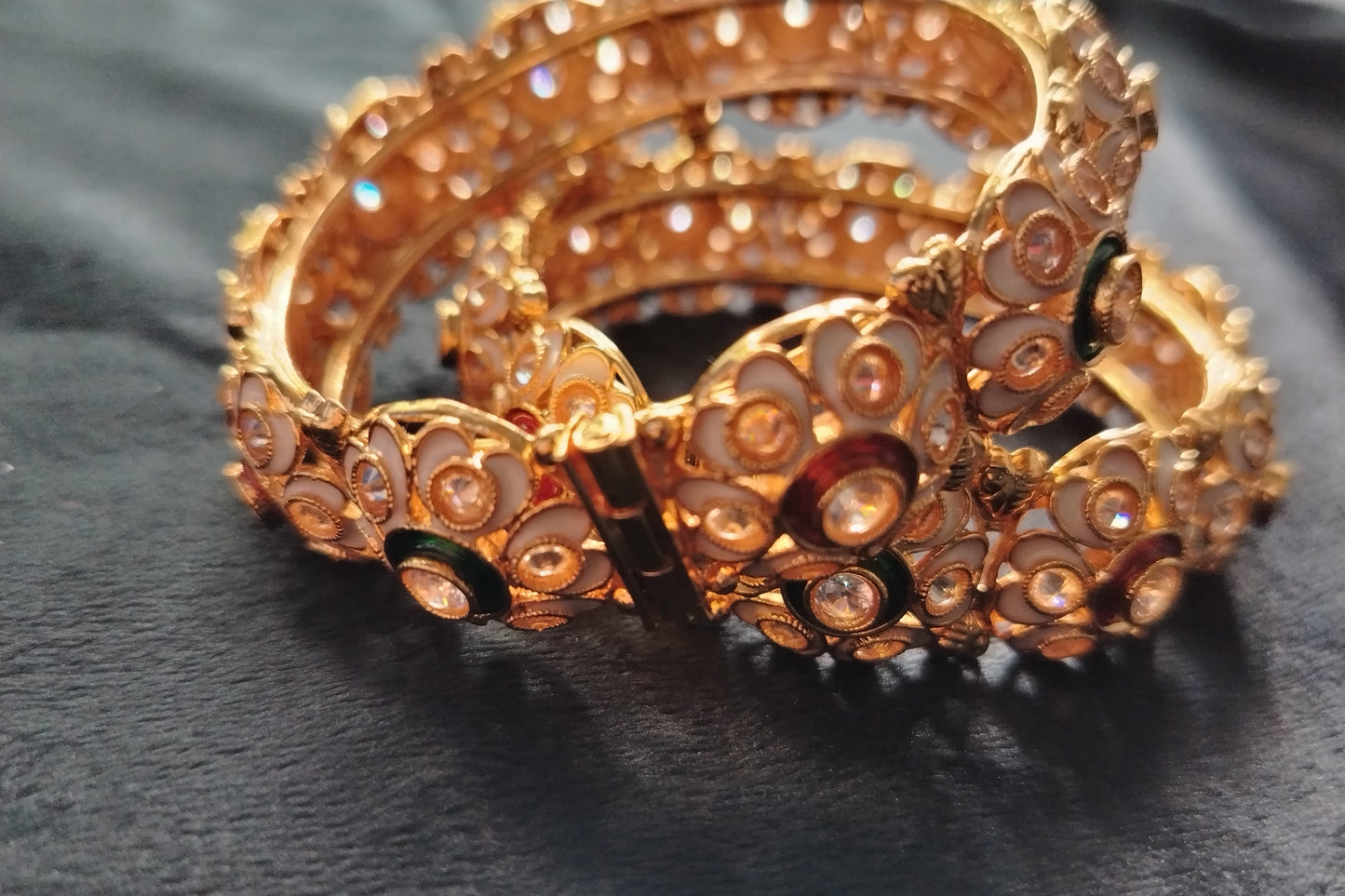 Set of 2 Kundan Kada Openable with Screw