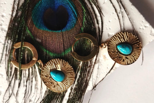 Anti- tarnish Hoops with Feroza Stone