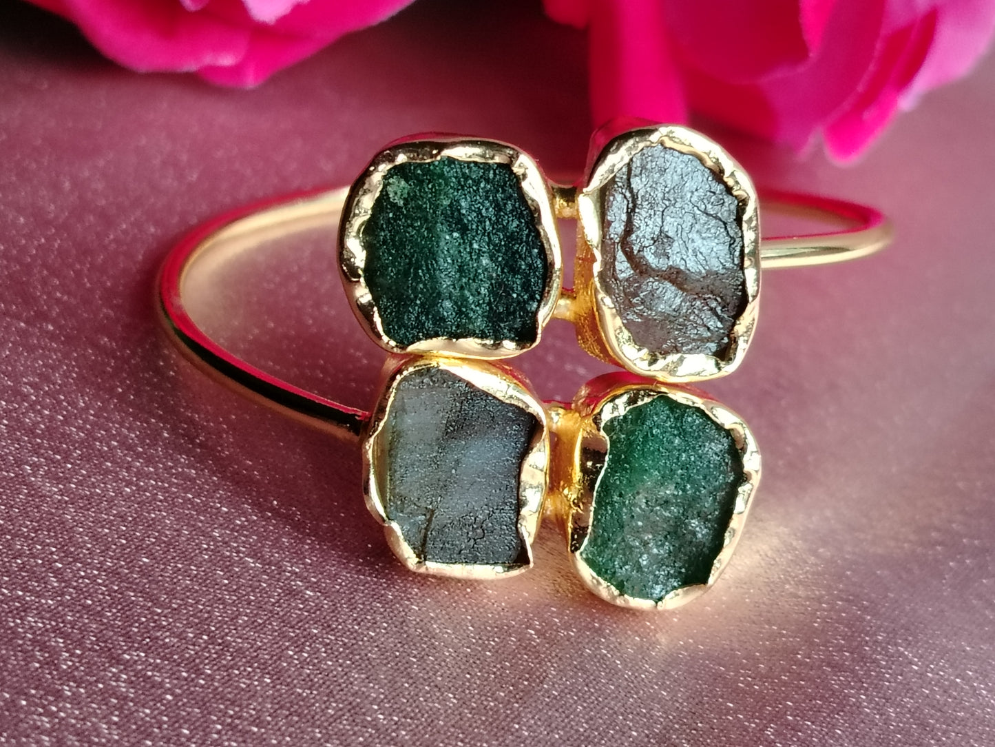 Open Style Bracelet with 4 Natural Stone