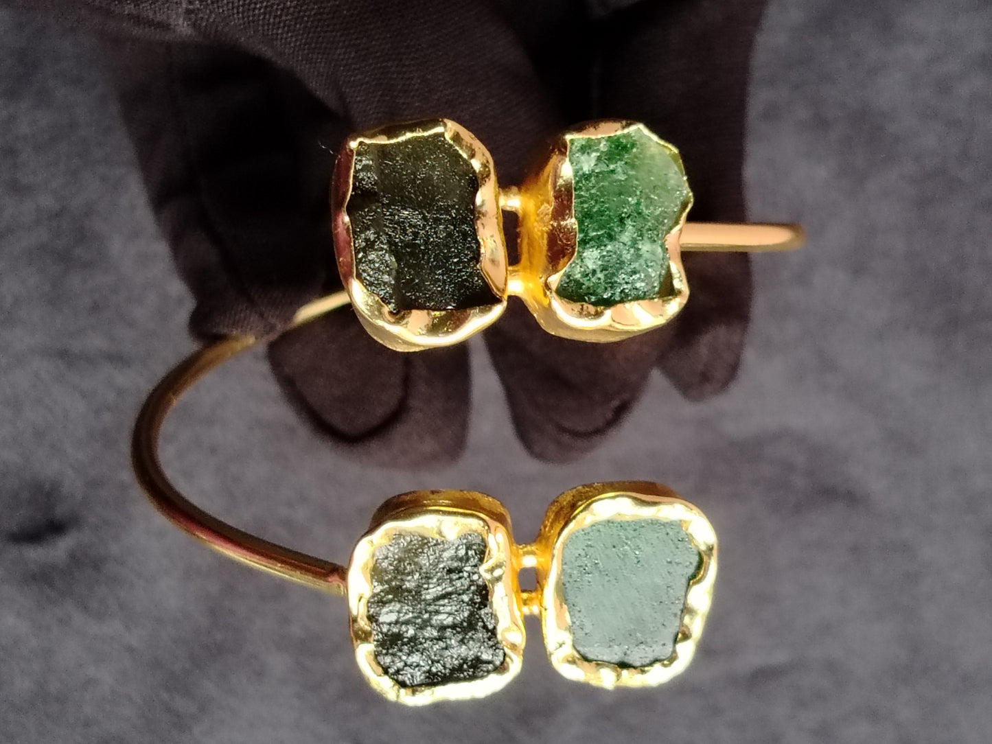 Open Style Bracelet with 4 Natural Stone