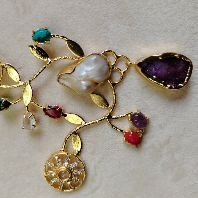 Amethyst and Baroque Pearl Pendant Hasli