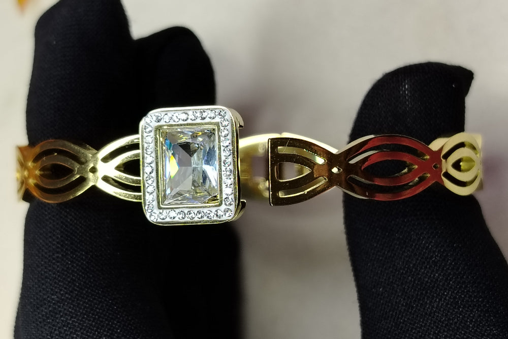 Model Holding ANti-tarnish Bracelet Open