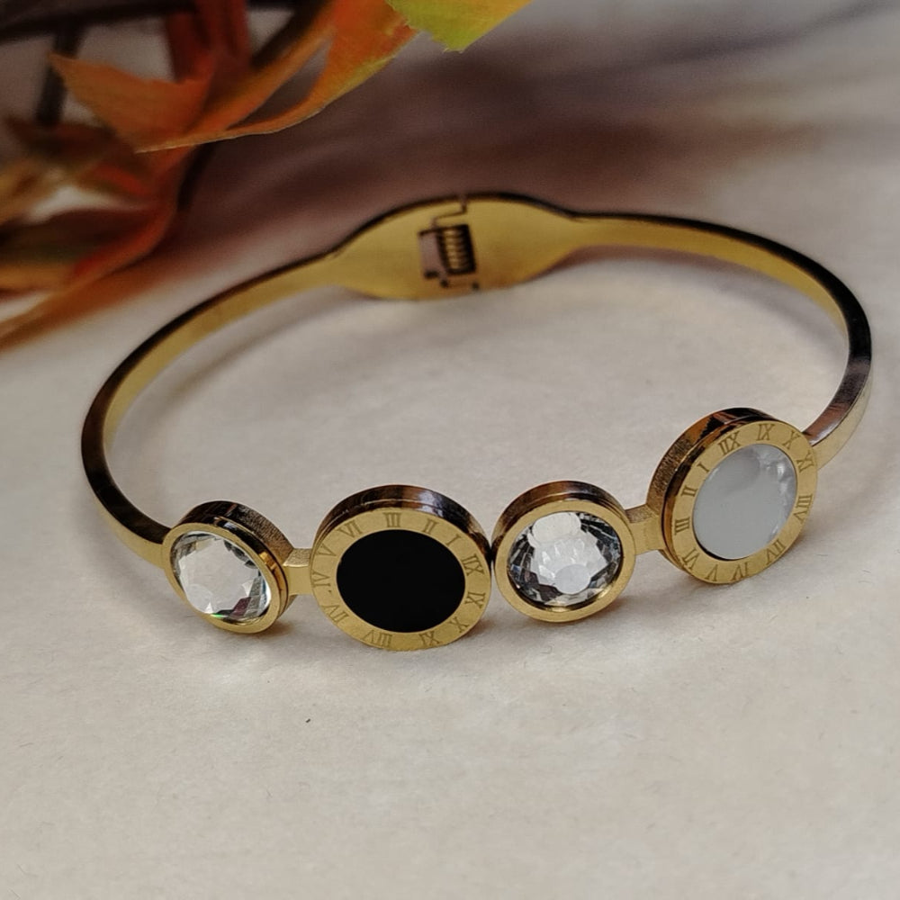 Roman Numbered Black and White Crystal Bracelet