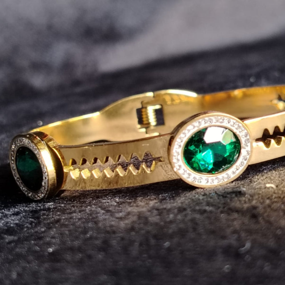 Gold Polish Emeralad and AD Bangle