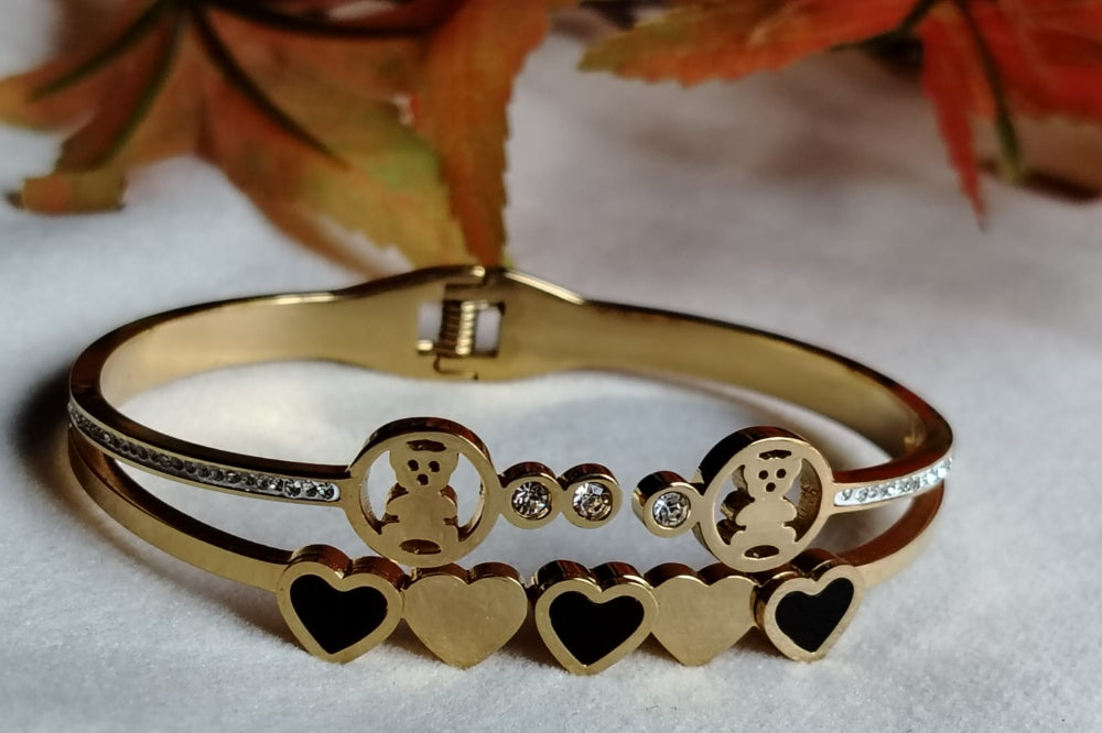 Teddy and Hearts with American Diamond Bracelet