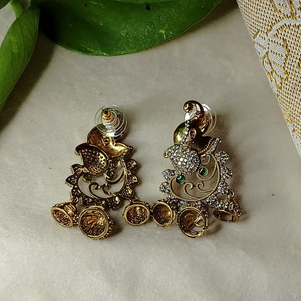 Front and Back View of Peacock Jhumka