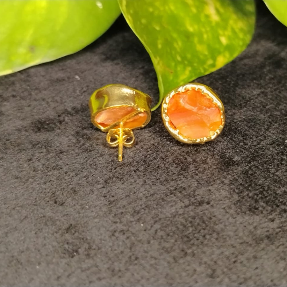 Back View of Red Carnelian Earrings on a black Surface