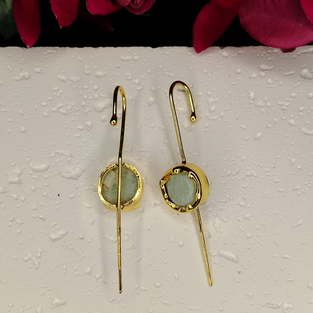 Golden Bugadi Earrings with Green Gem Stones