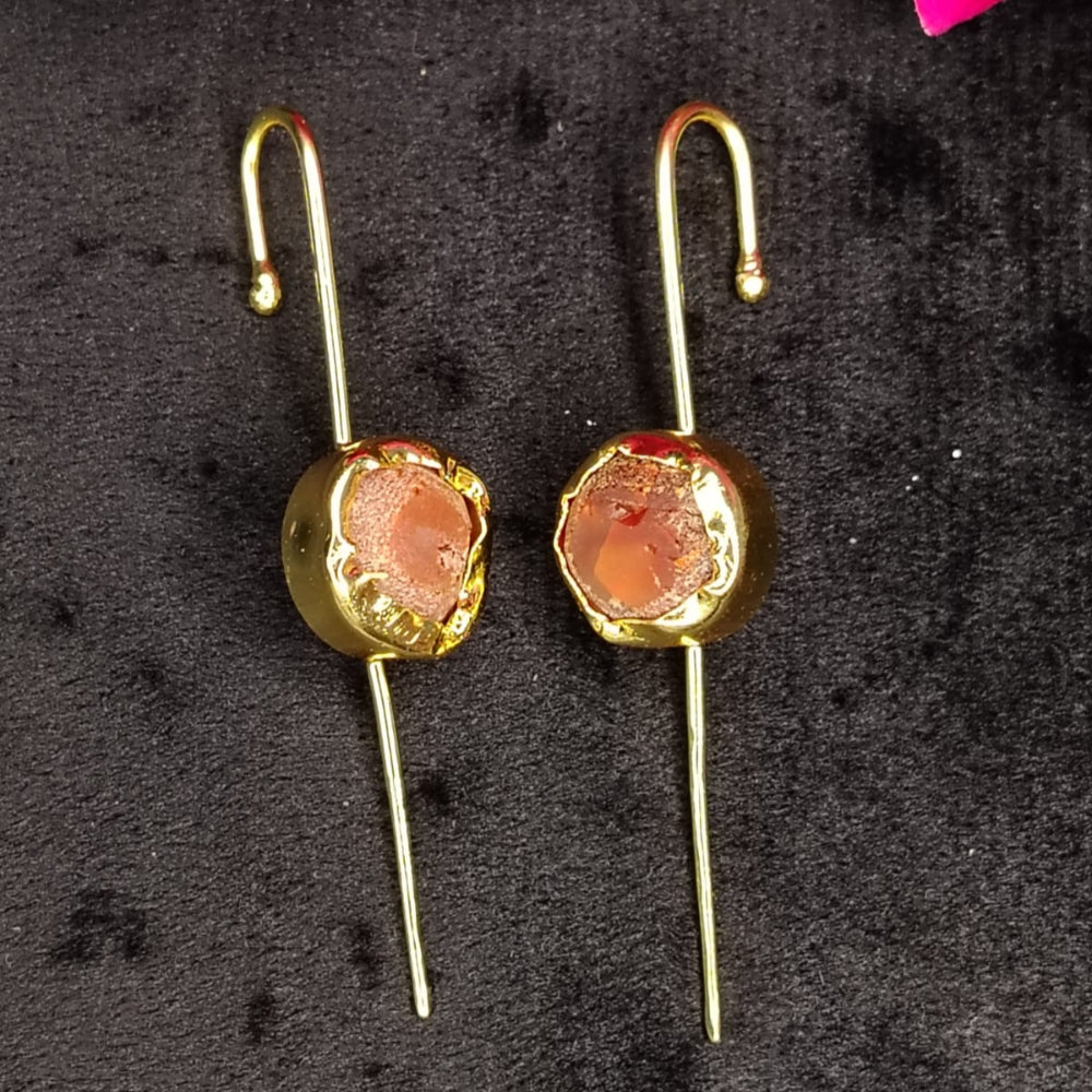 Golden Bugadi Earrings with Orange Stones