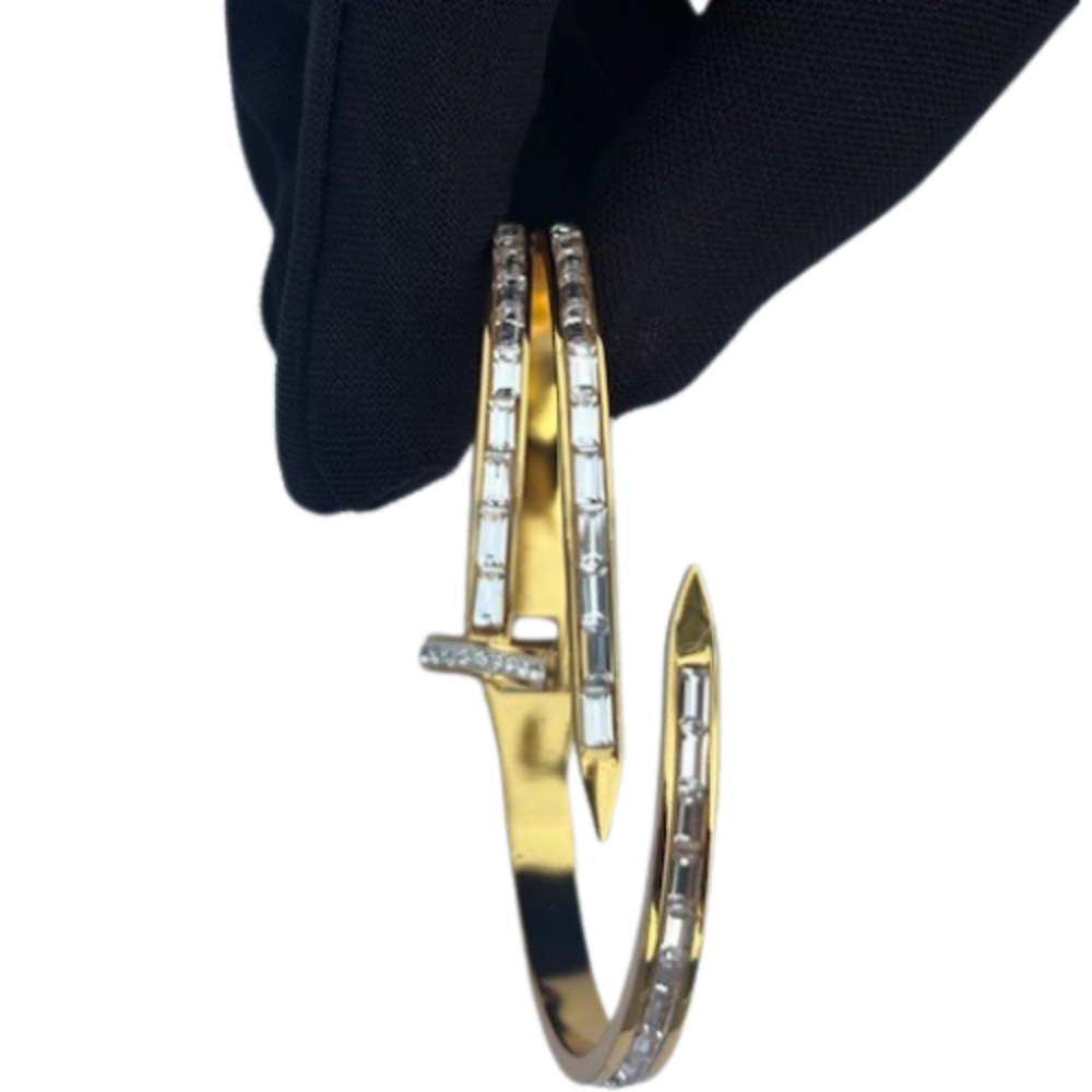 Hands Holding Nail Design Bracelet with AD Bracket Setting