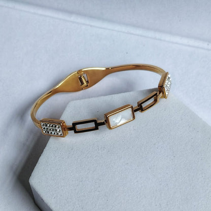 Anti-tarnish MOP Rectangle Motif Bracelet