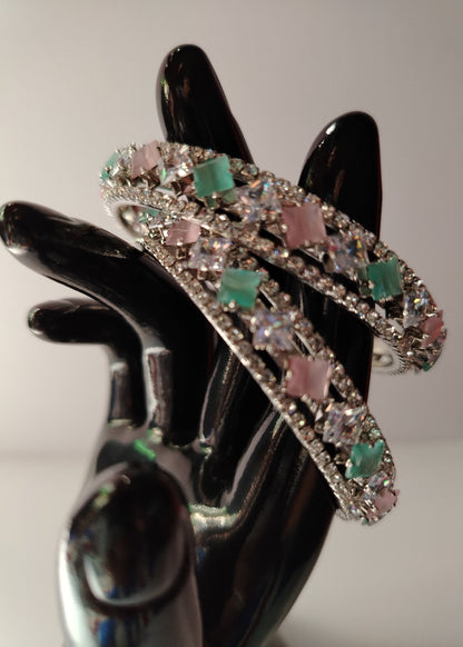 Rhodium Plated AD Bangles on Dummy Hand