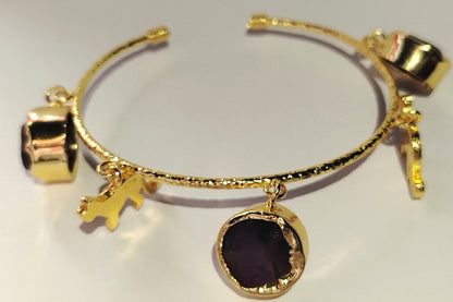 Handcuff with Amethyst and Cheetah Charms