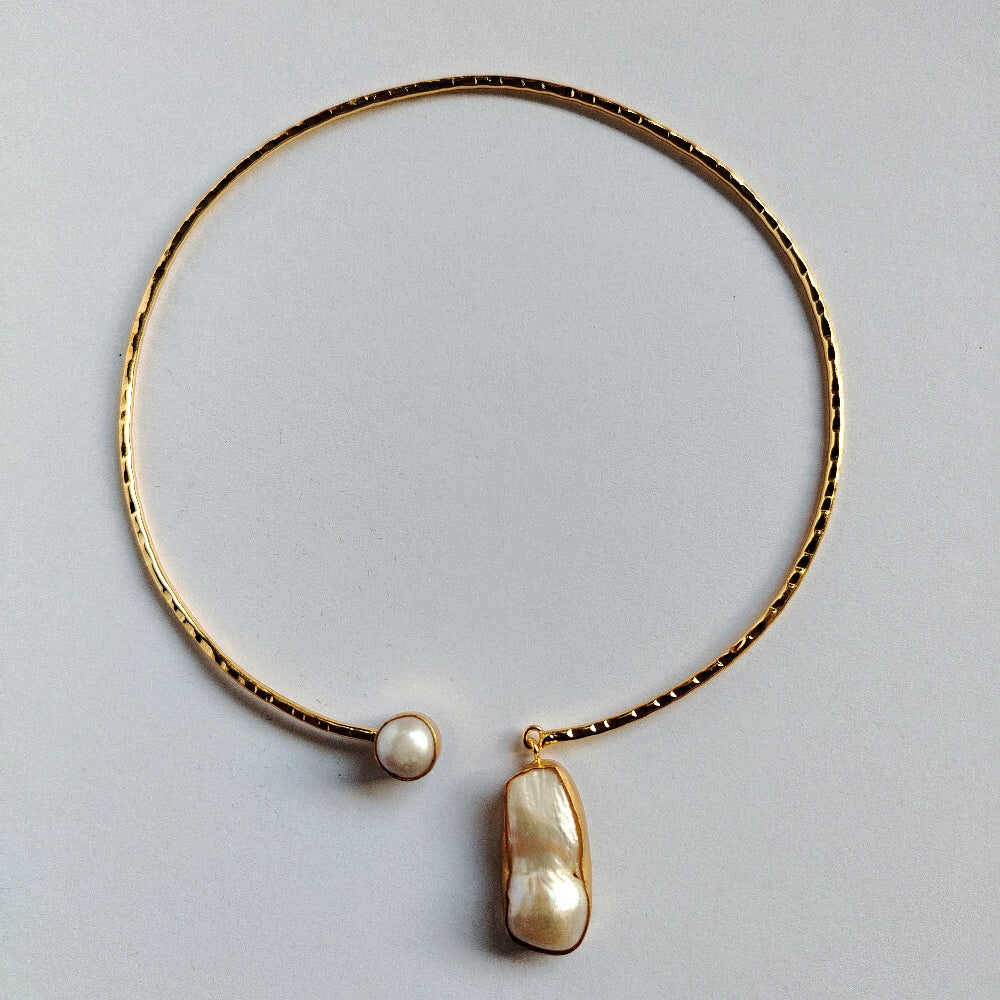 Real Pearl Brass Hasli