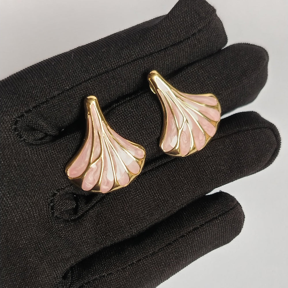 Pink Enamel Petal Tops in Hands