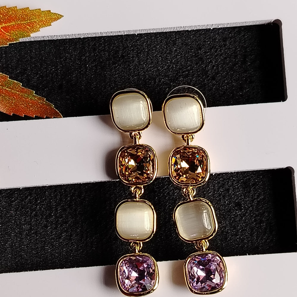Multi-layered Monalisa and Crystal Earrings