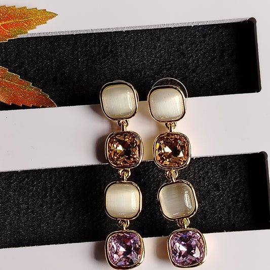 Multi-layered Monalisa and Crystal Earrings
