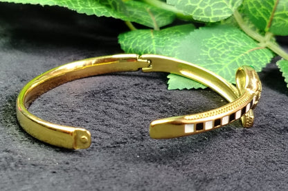 Back & White Snake Hood Bracelet Kept Open