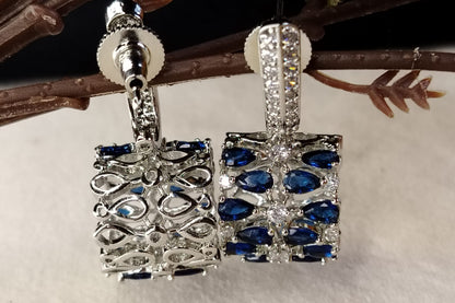Front and Back View of Drum Shaped CZ Earrings