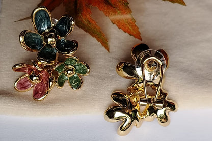 Back View of Floral Earrings with Latch Back Closure