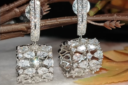 Hollow Drum Style American DIamond Earrings