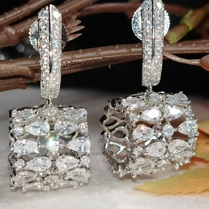 CZ Earrings in Drum Shape