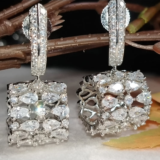 CZ Earrings in Drum Shape