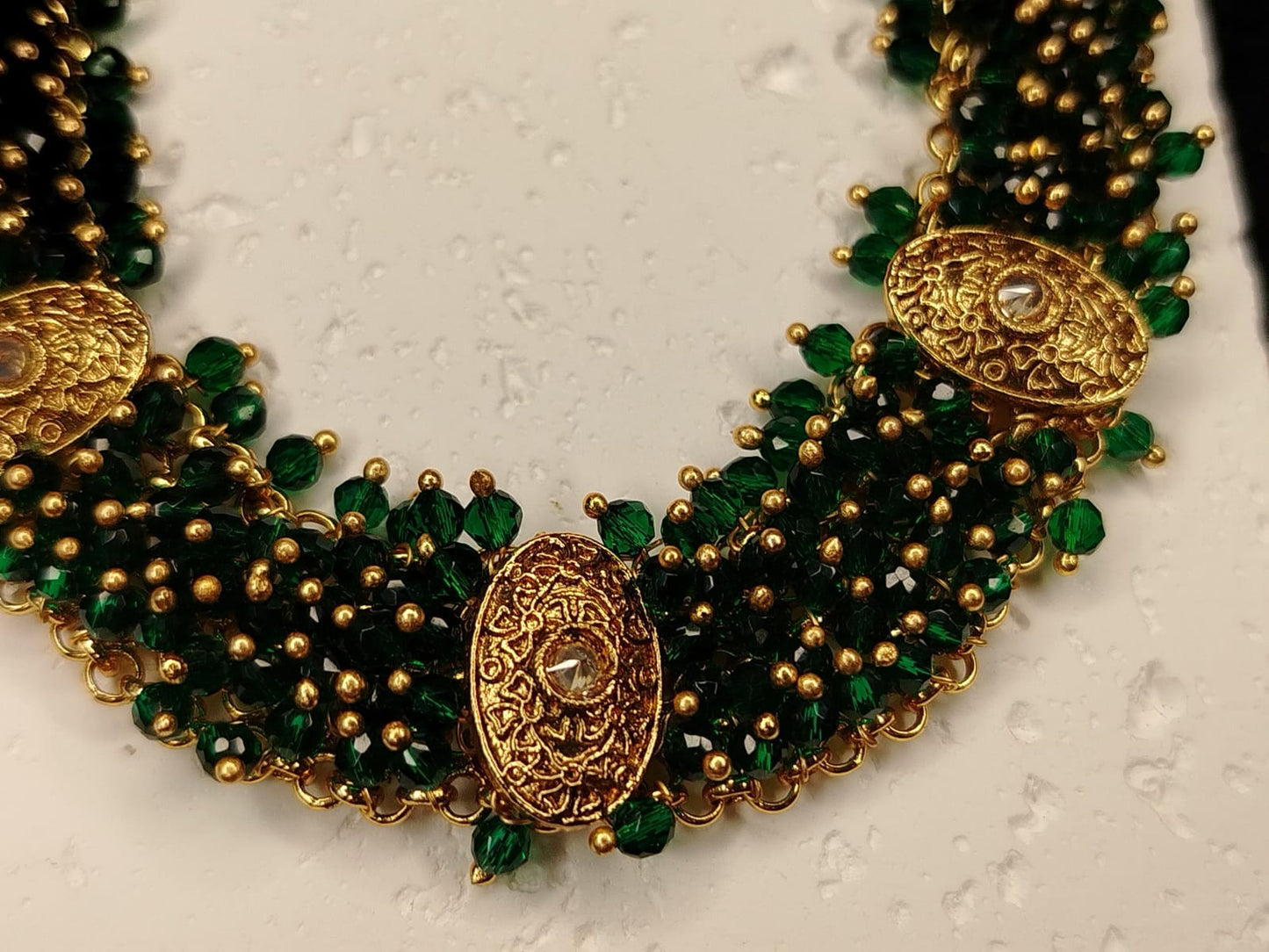 Green Handworked Hydrobead Jewellery Set