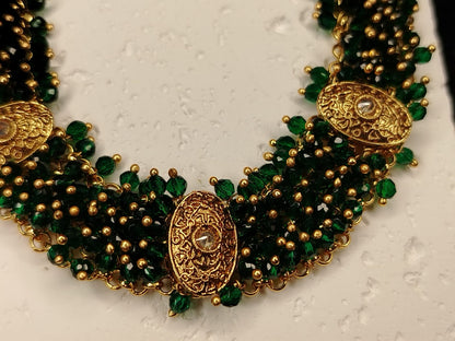 Green Handworked Hydrobead Jewellery Set