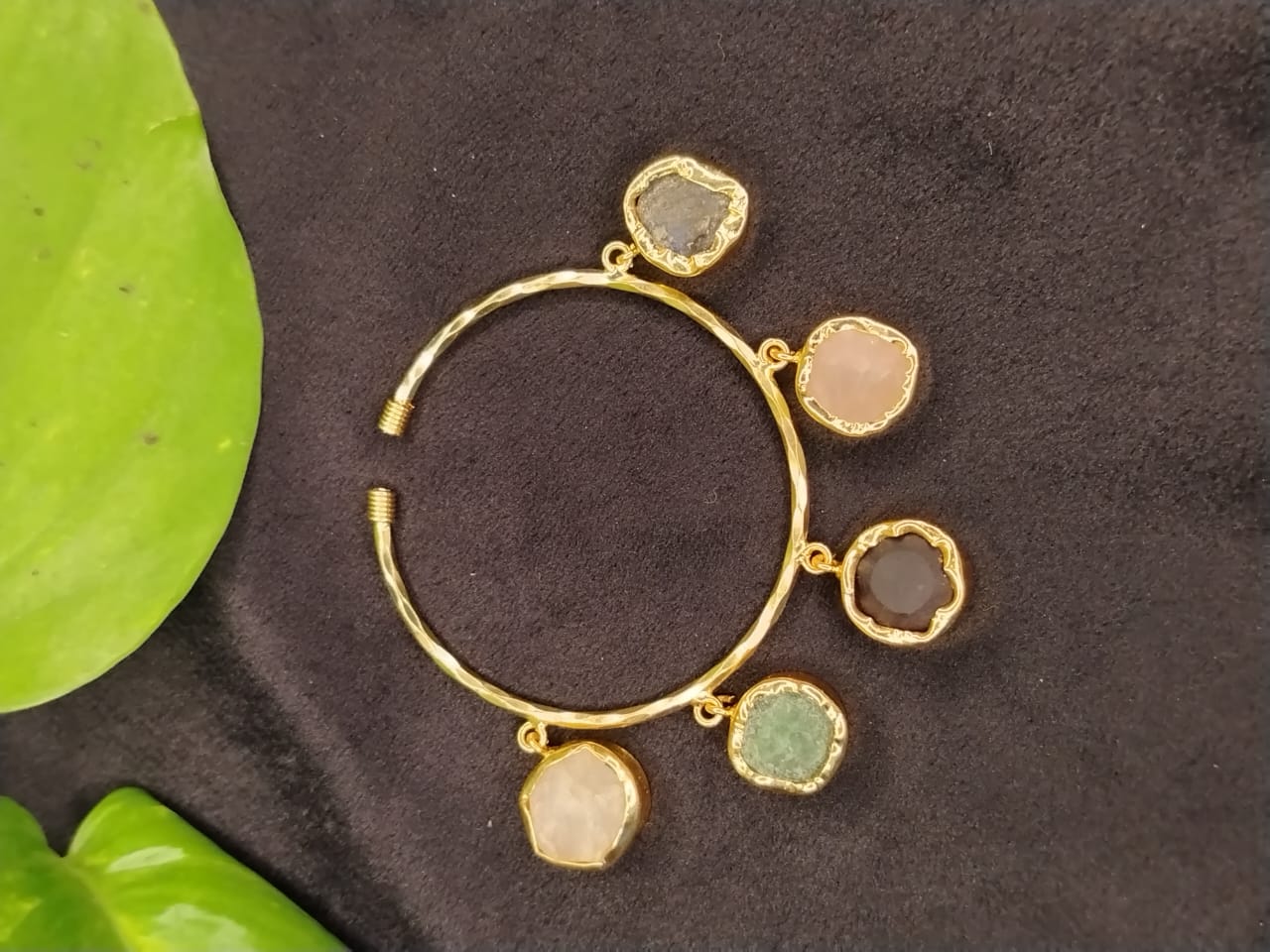 Open Kada with Semi-precious Stone Charms