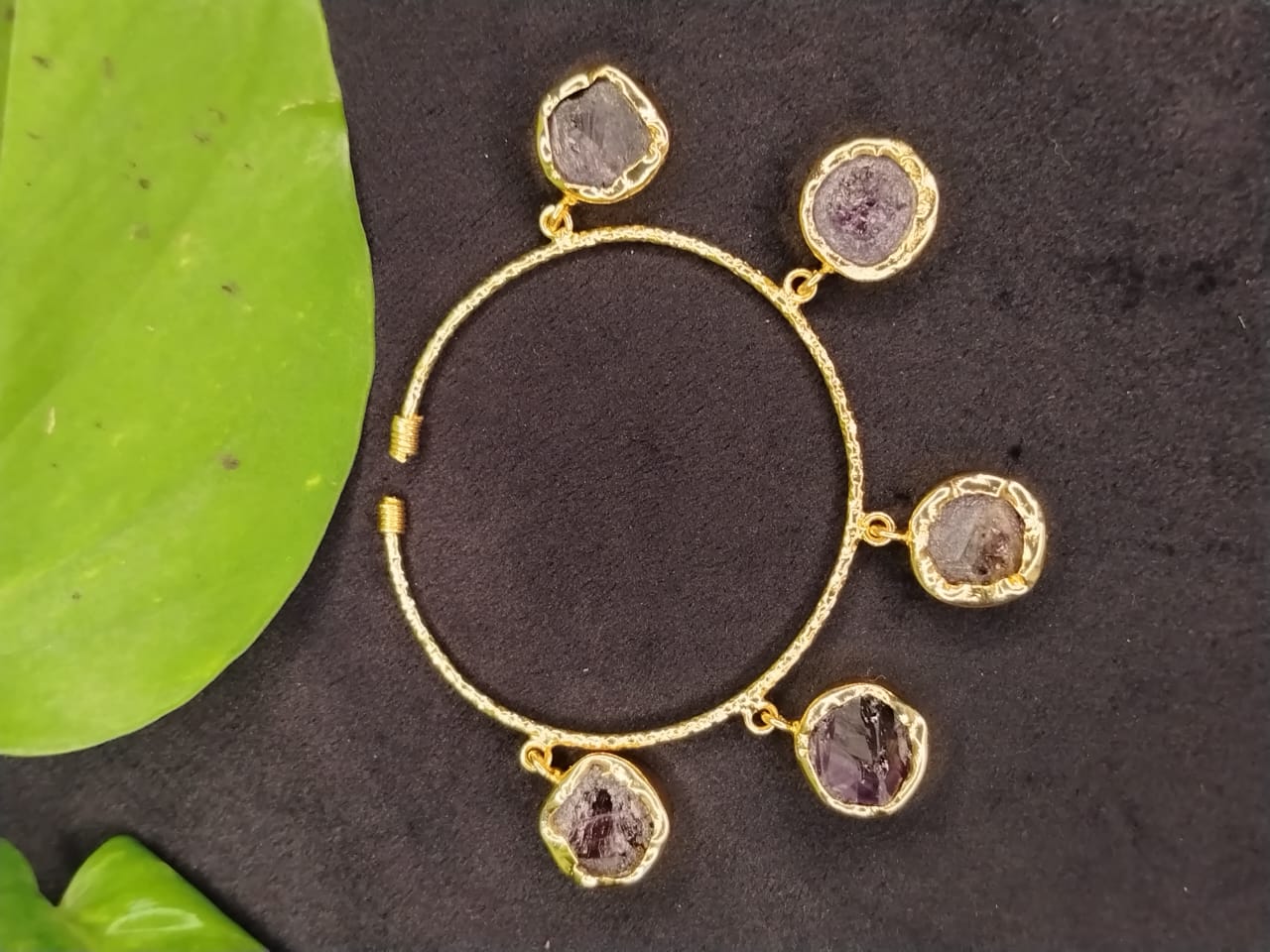 Open Kada with Semi-precious Stone Charms