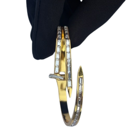 Hands Holding Nail Design Bracelet with AD Bracket Setting